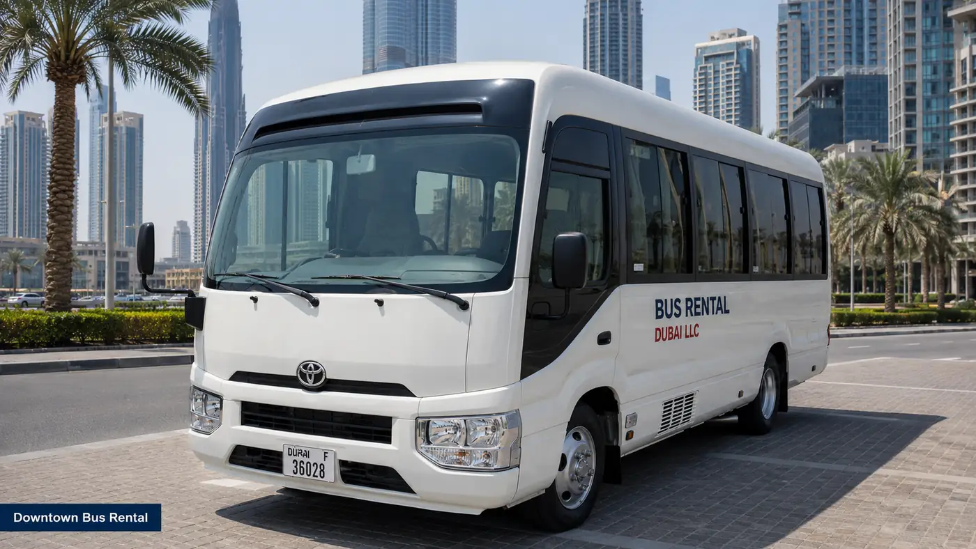 Downtown Dubai Bus Rental and Group Transport route planning and vehicle selection in Dubai