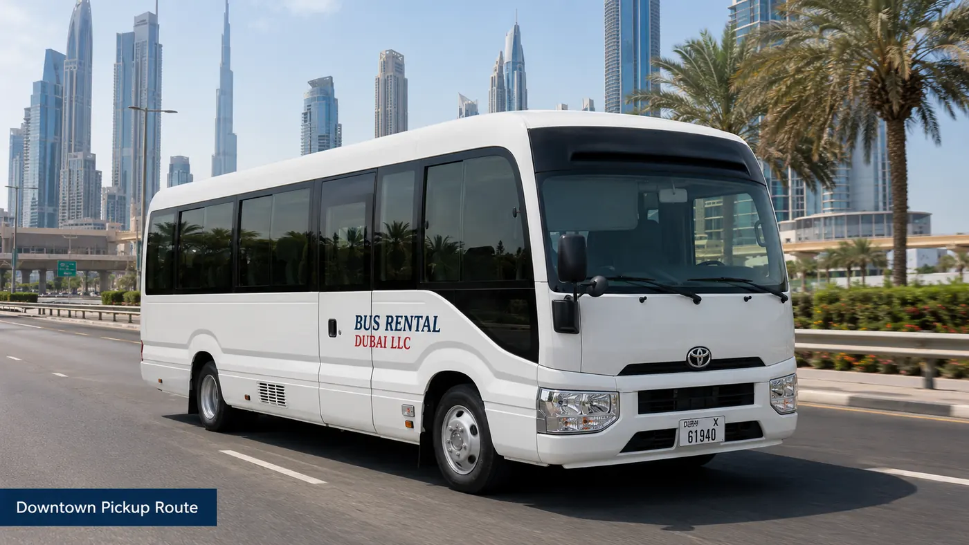 Bus Rental Sharjah supporting image for downtown pickup route