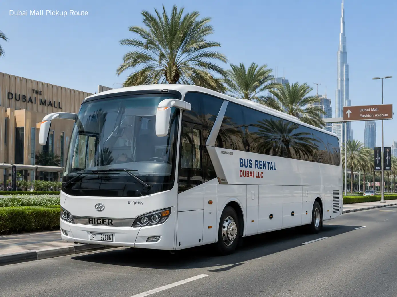 Dubai Mall bus rental fleet options and route confirmation