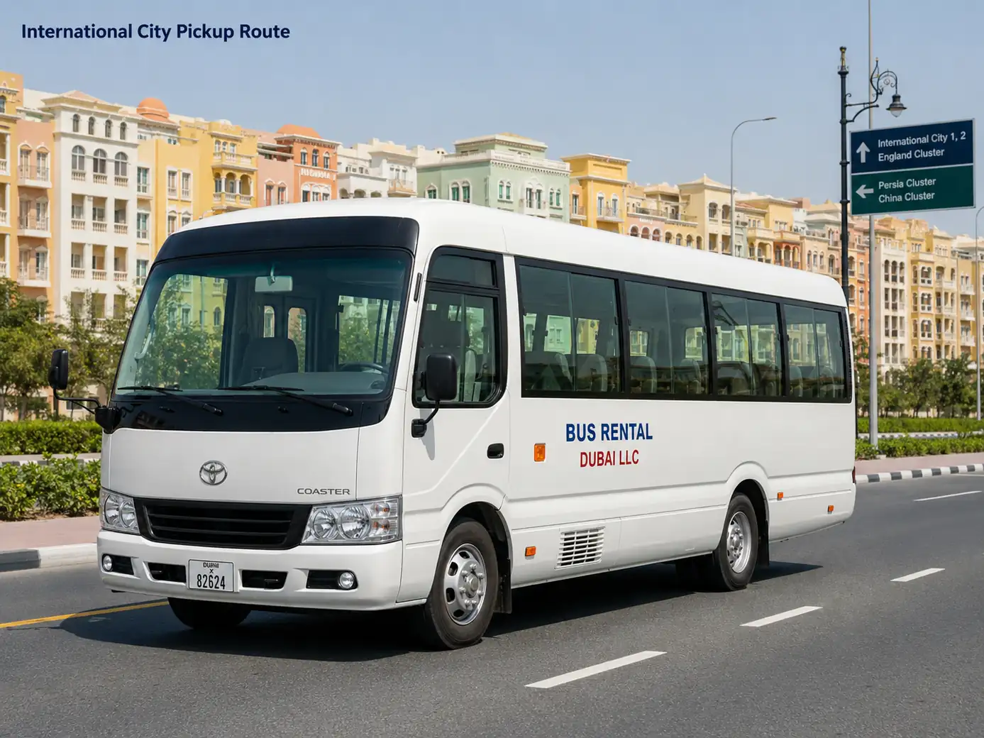 International City bus rental fleet options and route confirmation
