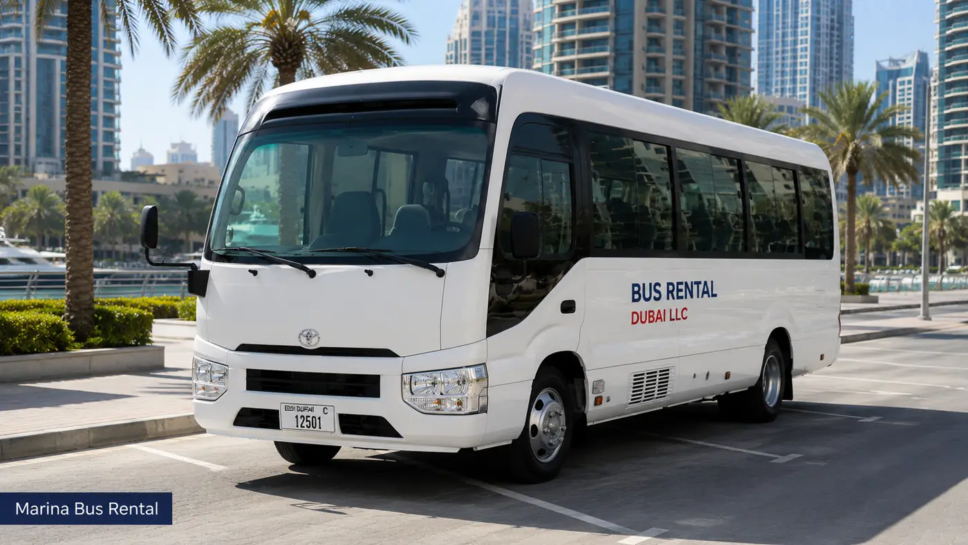Dubai Marina Bus Rental and Hotel Transfers route planning and vehicle selection in Dubai
