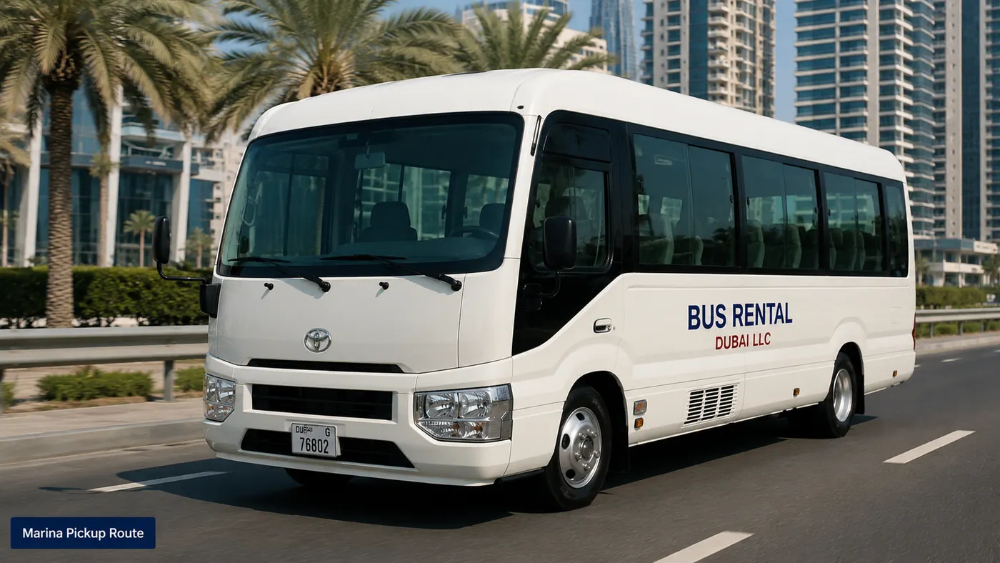 Bus Rental Sharjah supporting image for marina pickup route