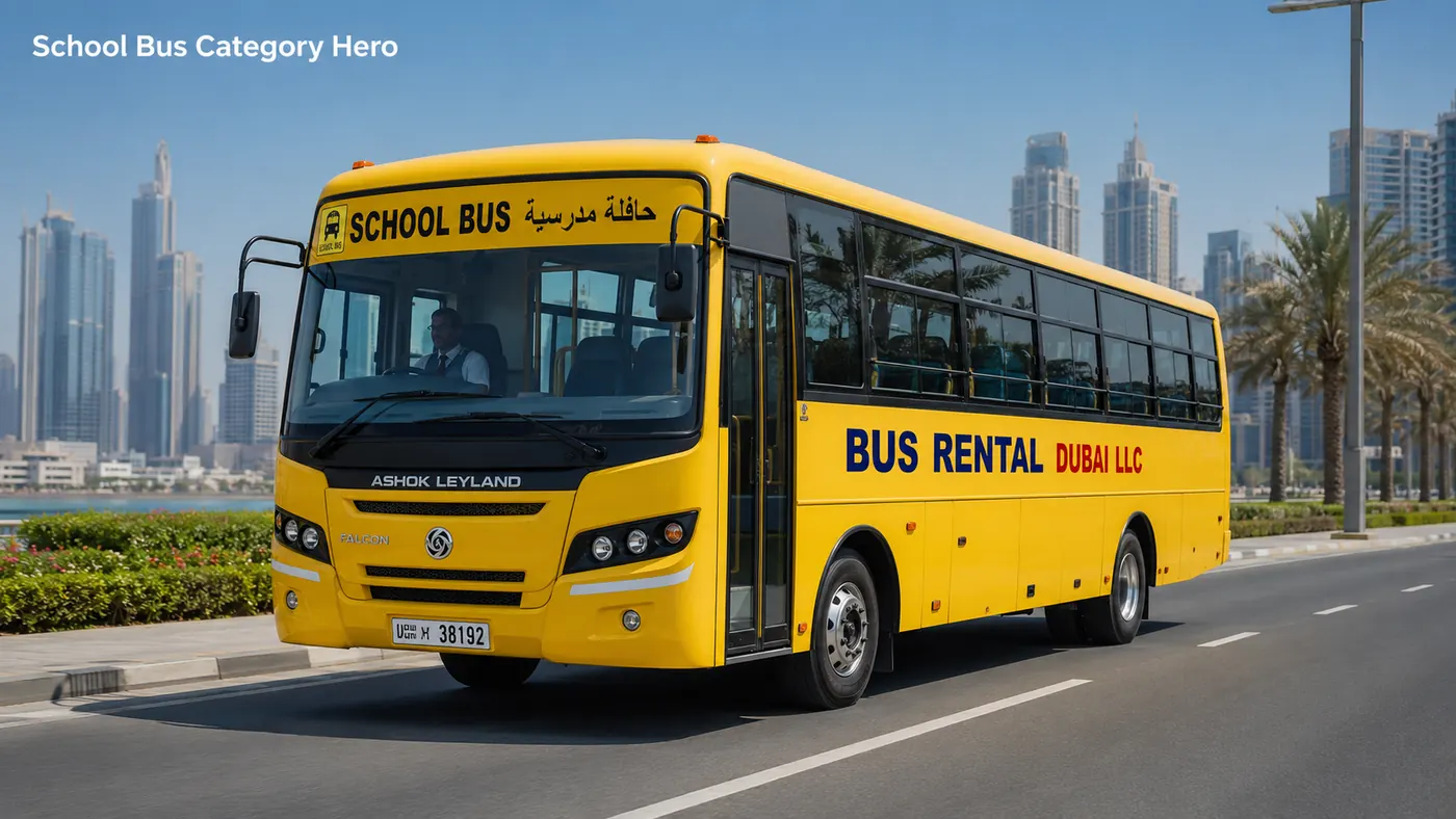 School bus rental in Dubai for student and educational group transport