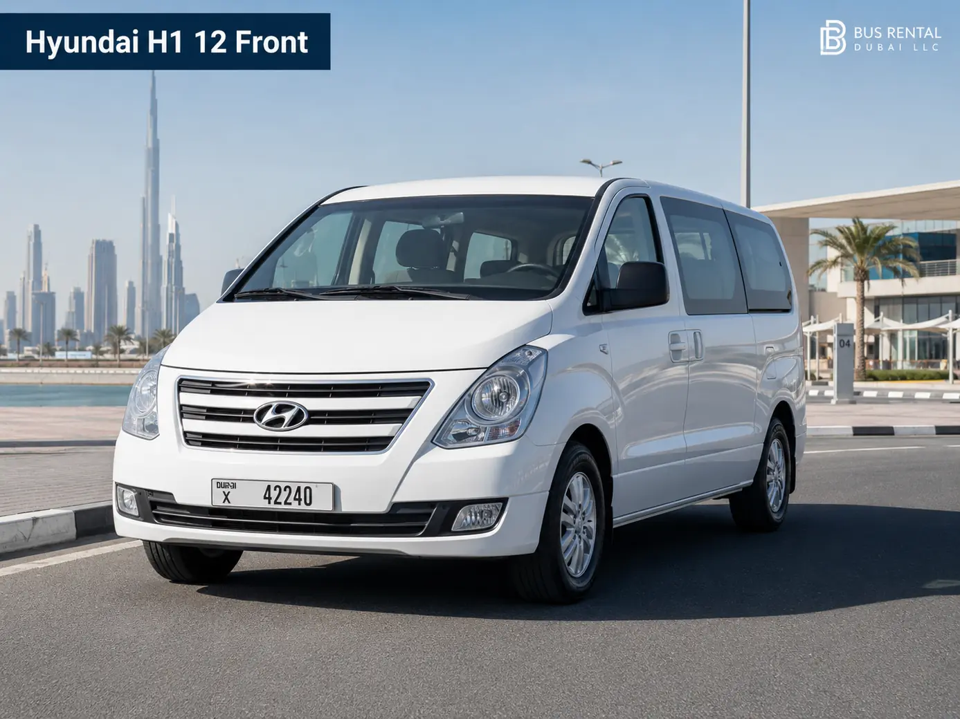 Hyundai H1 12 Seater — hyundai h1 12 front for Bus Rental Dubai