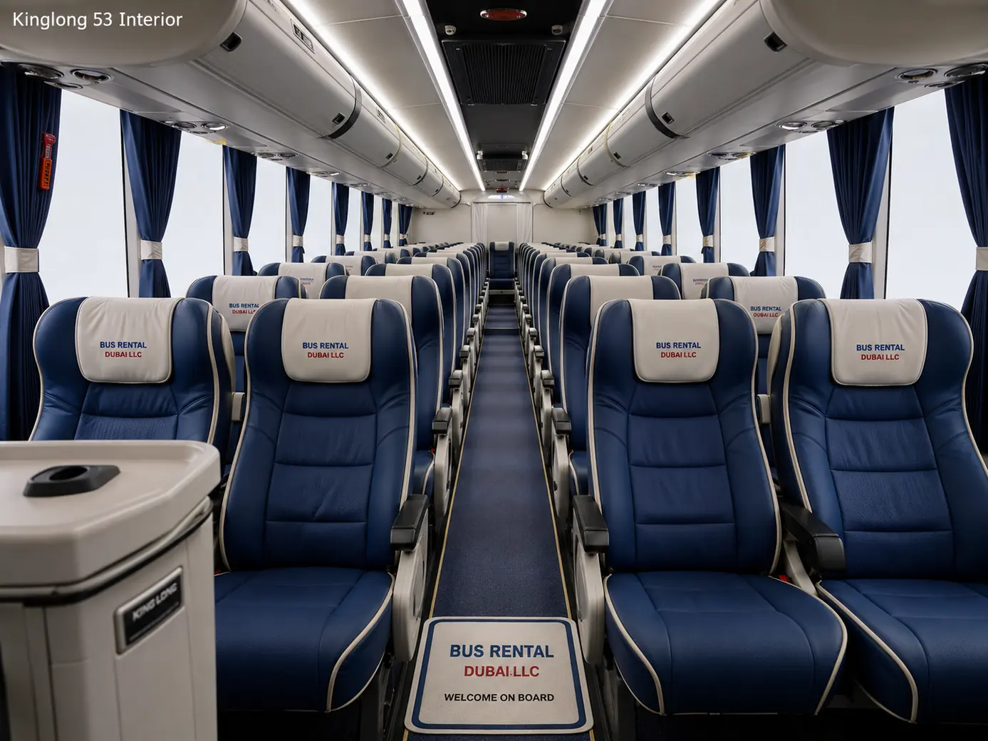 King Long 53 Seater Luxury Bus Rental Dubai — Interior Image for Bus Rental Dubai