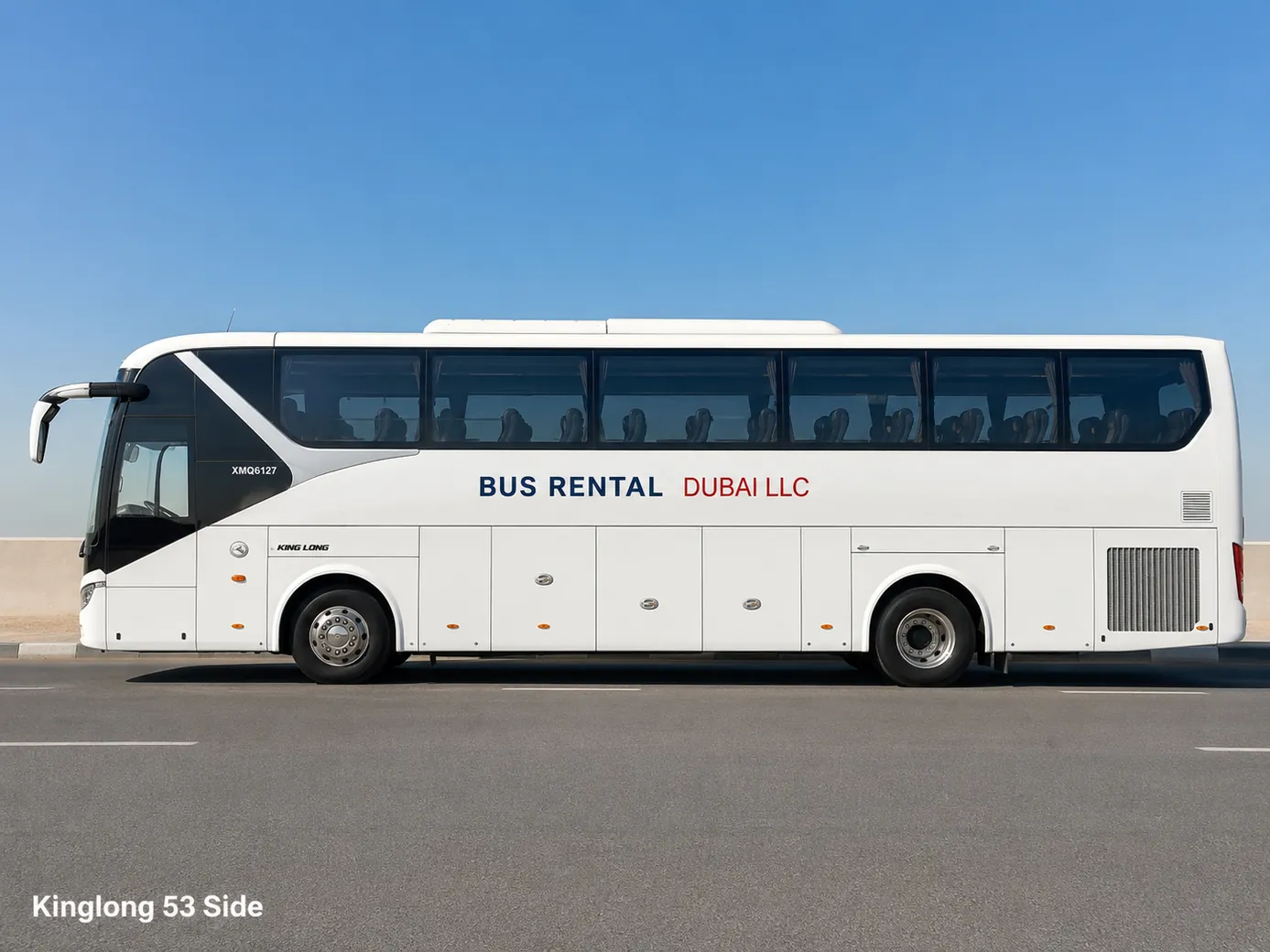 King Long 53 Seater Luxury Bus Rental Dubai — Vehicle Side Exterior for Bus Rental Dubai