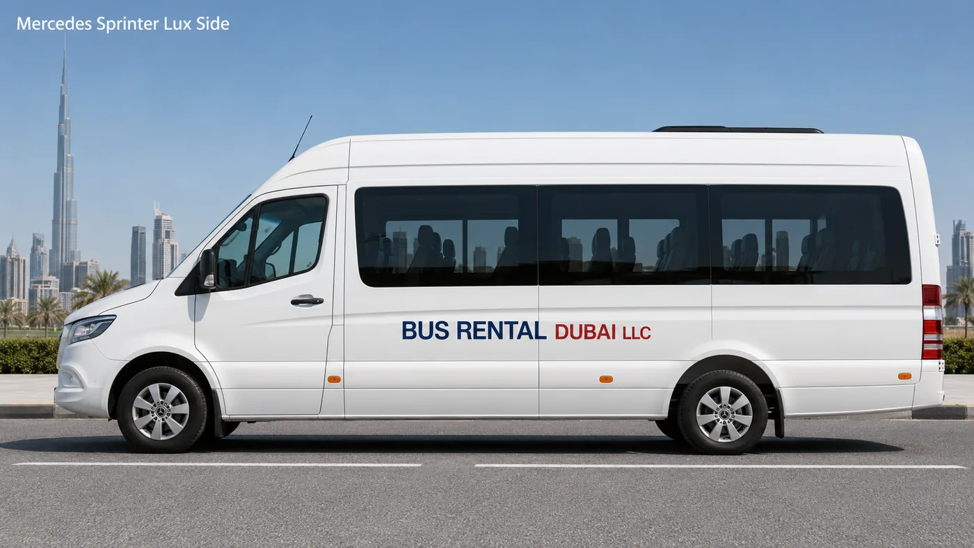 Mercedes Sprinter luxury van rental in Dubai with driver for executive and private travel