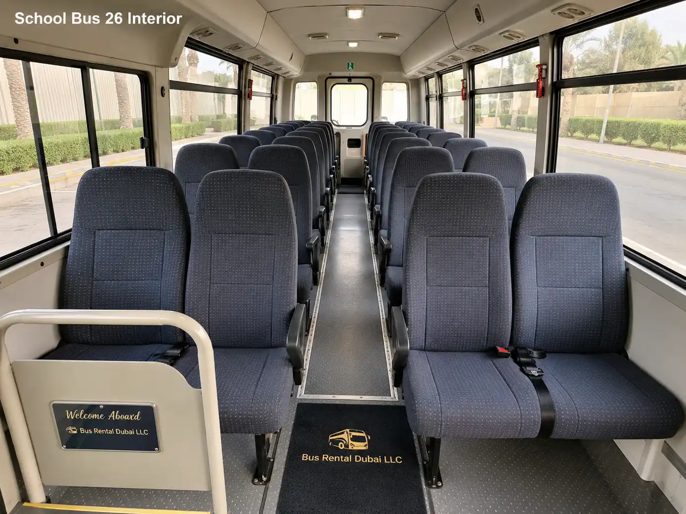 26 Seater School Bus Rental Dubai — Interior Image for Bus Rental Dubai
