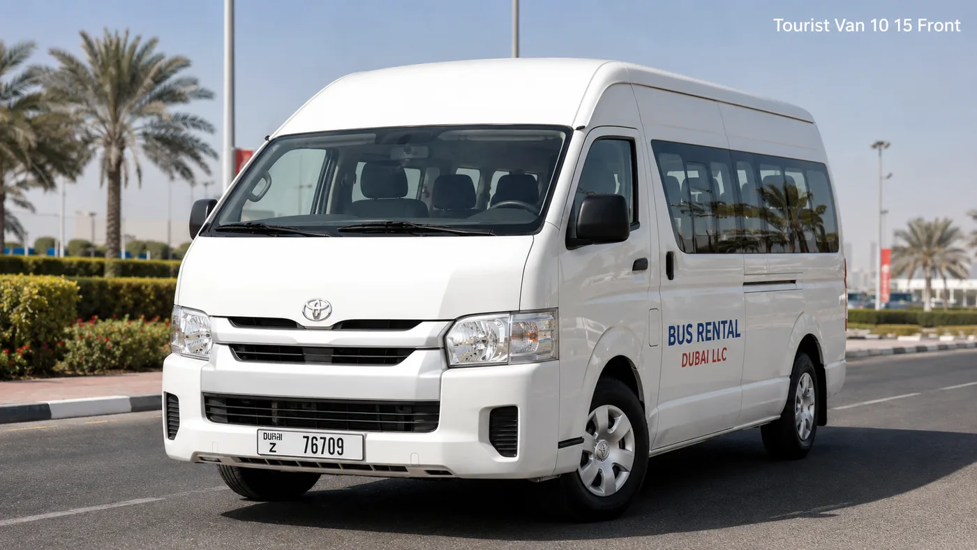 10–15 Seater Tourist Van — tourist van 10 15 front for Bus Rental Dubai