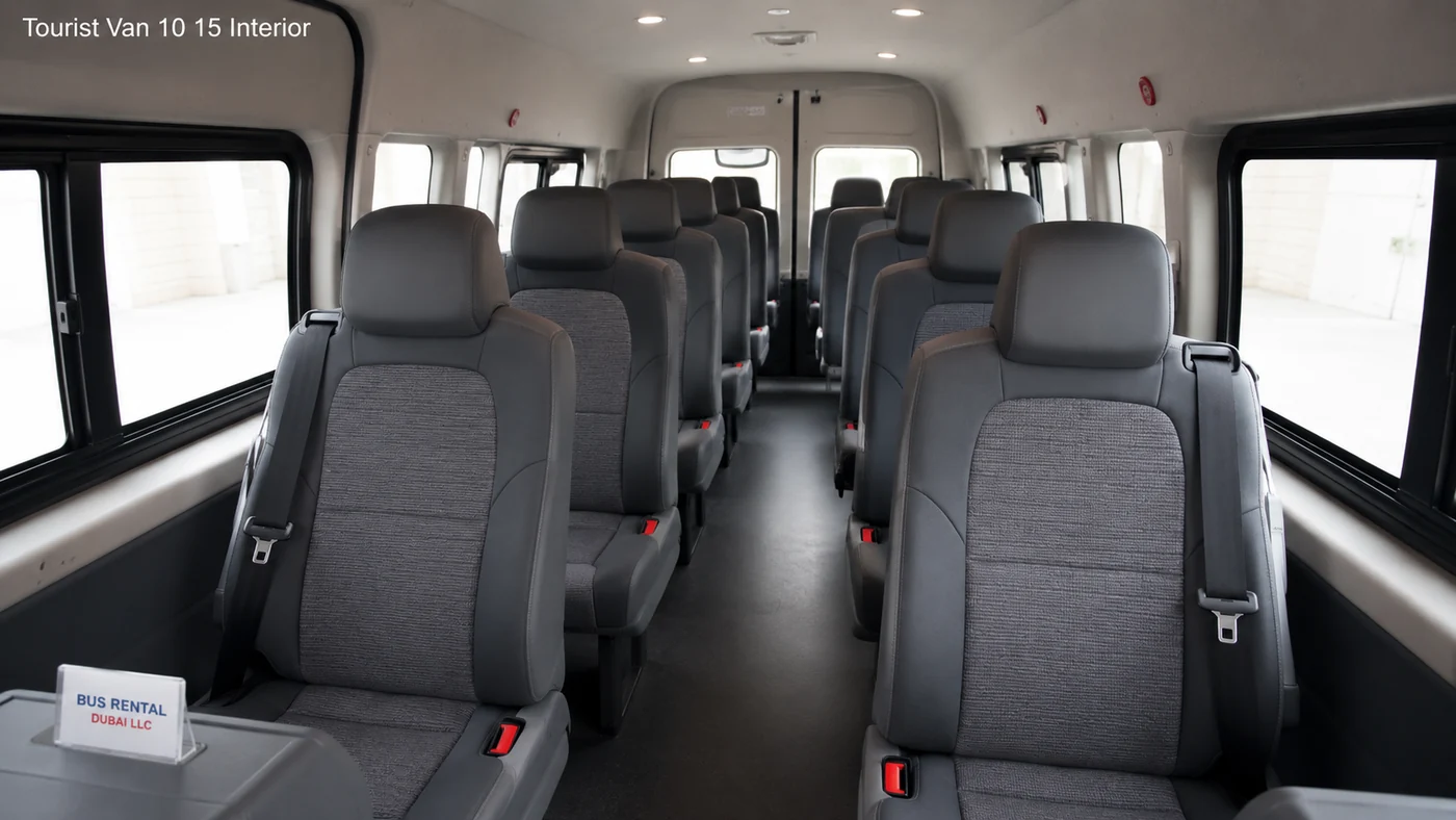 10 to 15 Seater Tourist Van Rental Dubai — Interior Image for Bus Rental Dubai