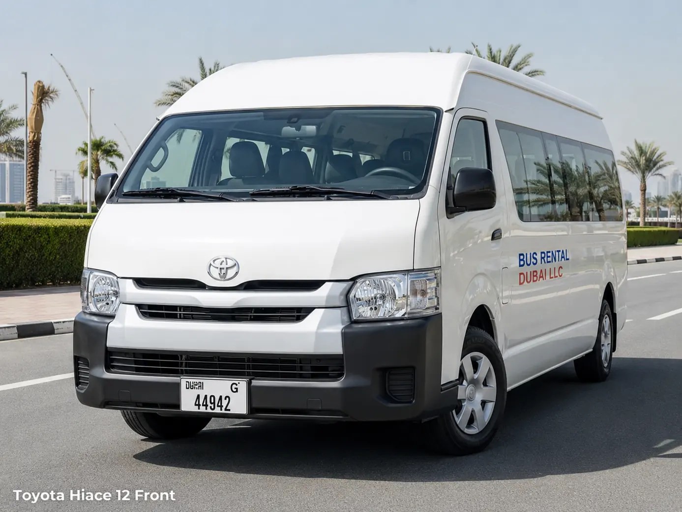 Toyota Hiace 12 Seater — toyota hiace 12 front for Bus Rental Dubai