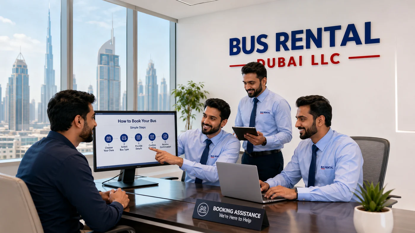 Booking assistance scene showing how customers can share details, confirm scope and finalize the trip.