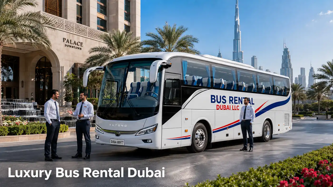 Premium luxury coach scene for hotels, corporate guests, tourism, weddings and events.