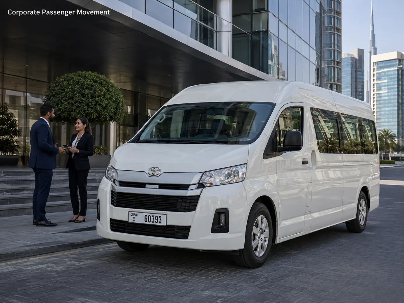 Corporate passengers moving between offices, hotels and meetings.