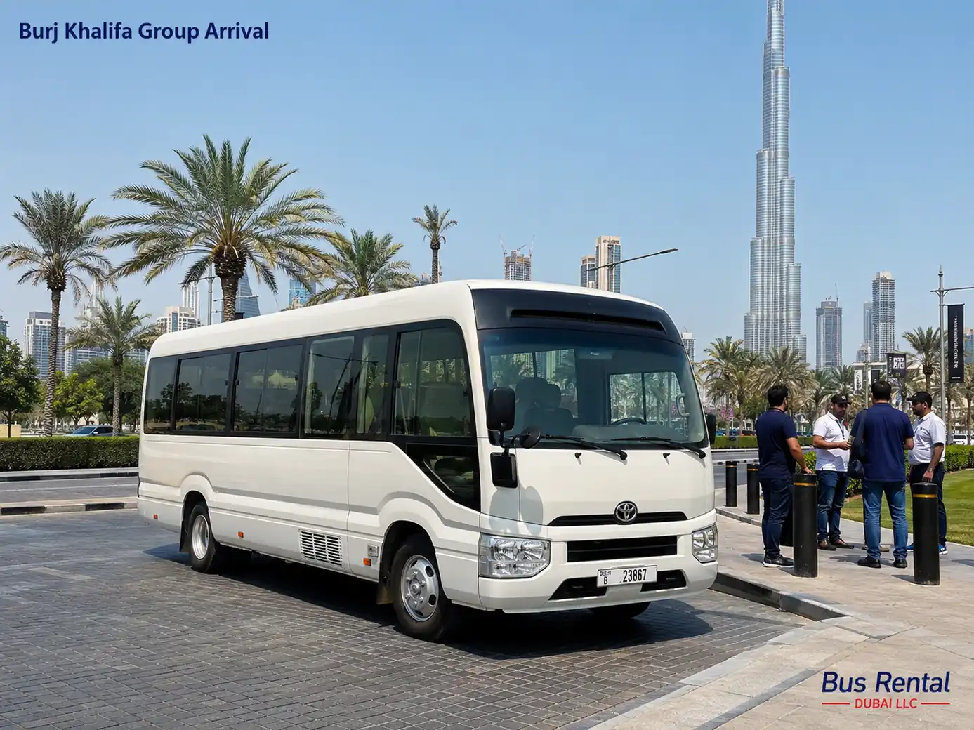 Passenger gathering and group transport planning near Burj Khalifa and Downtown Dubai
