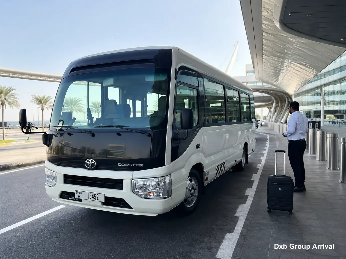 Passenger gathering and group transport planning near Dubai International Airport (DXB)