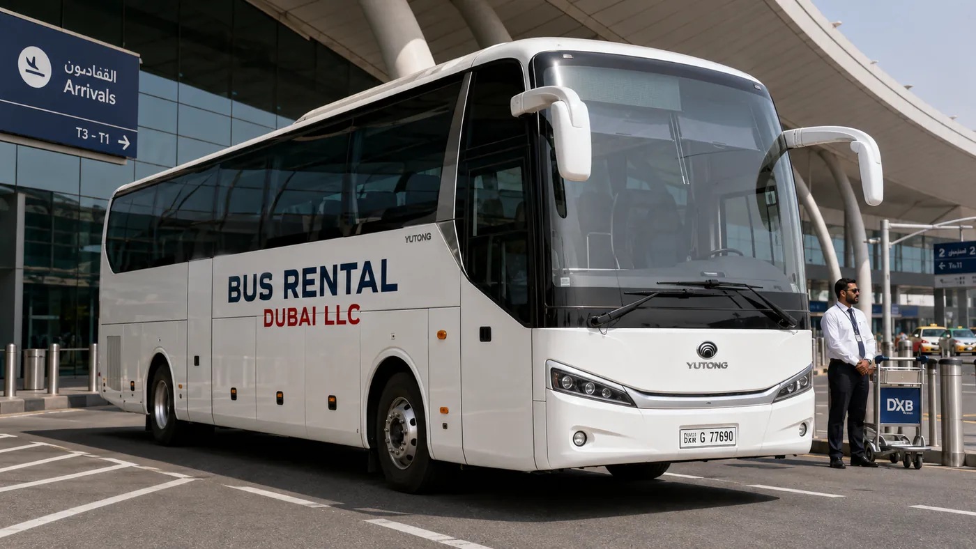 Airport transfer bus service in Dubai for DXB and DWC group travel