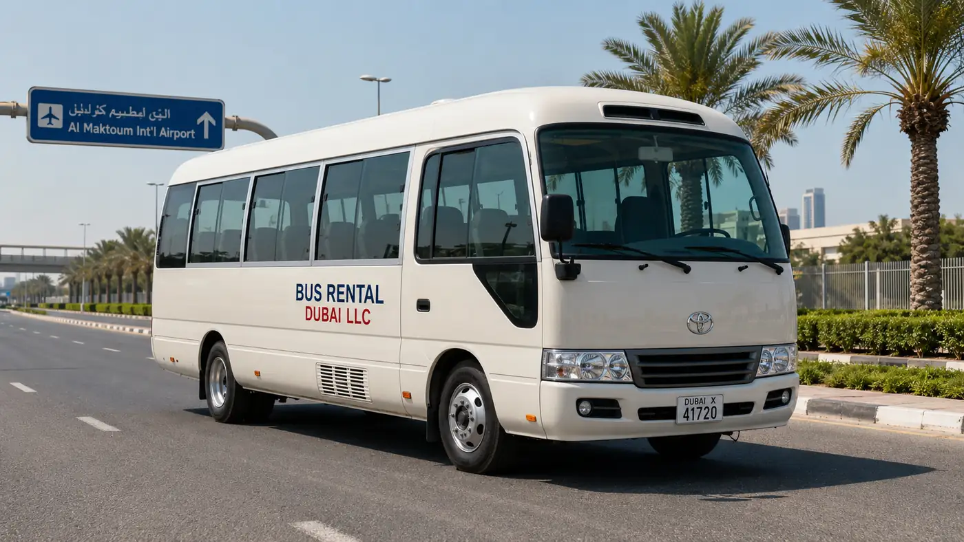 Bus rental route planning for pickup, destination, passengers and timing in Dubai