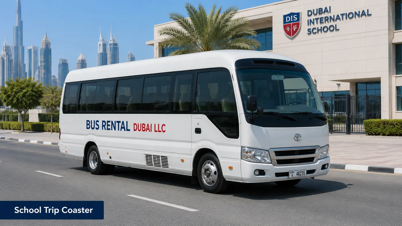 coaster bus rental dubai — School Trip Coaster image for Bus Rental Dubai