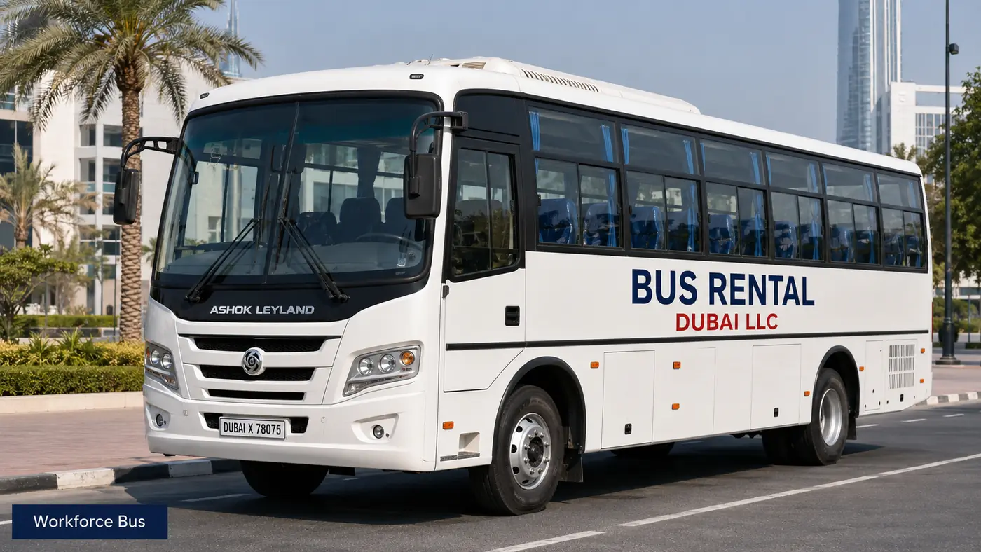 labor bus rental dubai — Workforce Bus image for Bus Rental Dubai