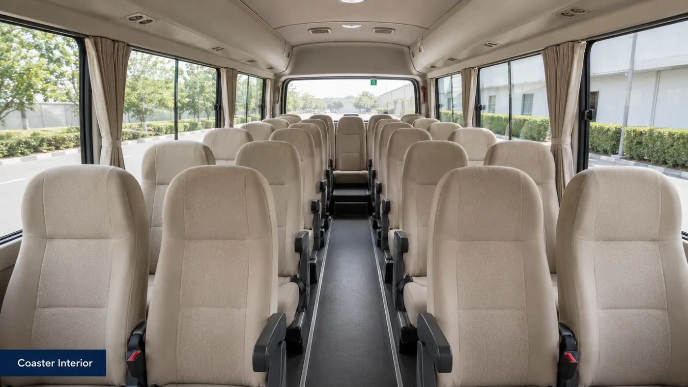 minibus rental dubai — Coaster Interior image for Bus Rental Dubai