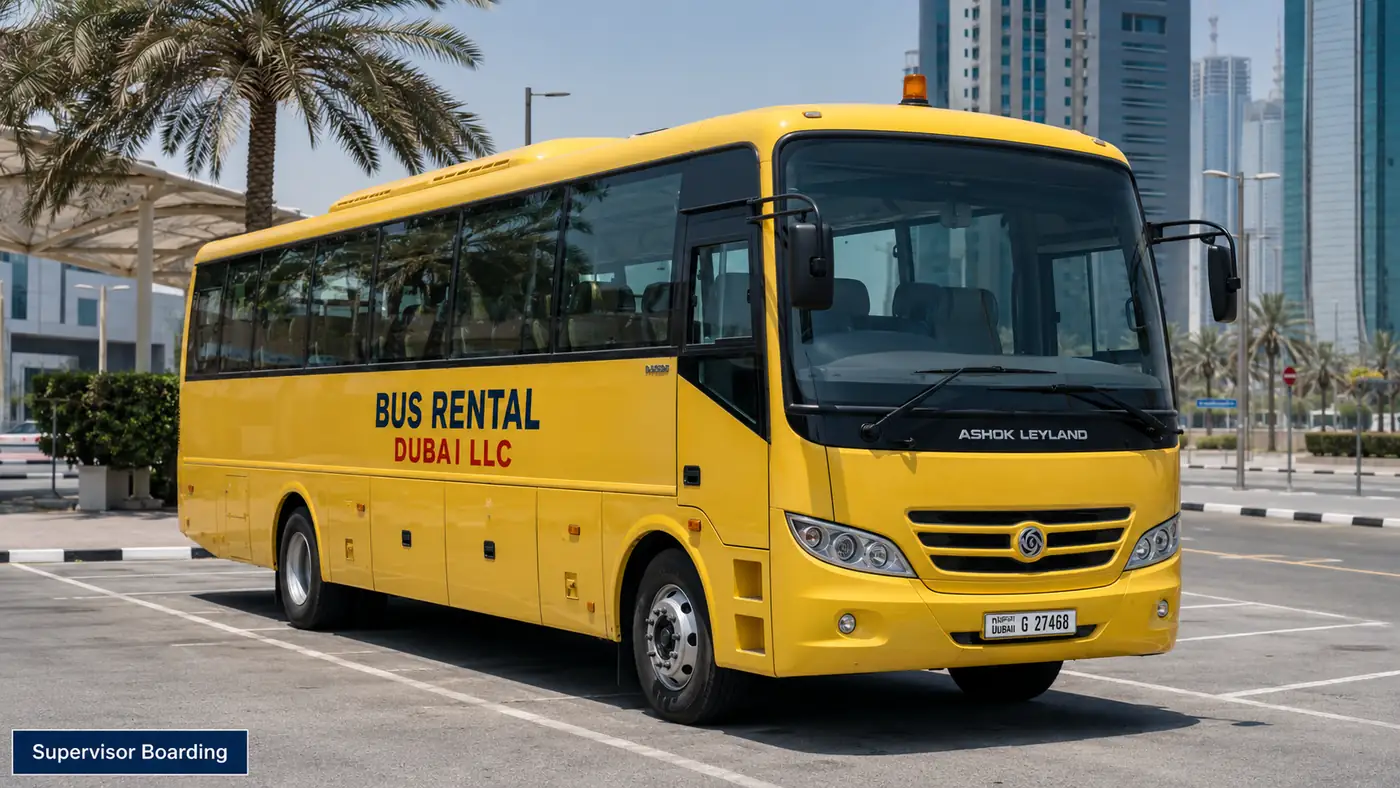 school trip bus rental dubai — Supervisor Boarding image for Bus Rental Dubai