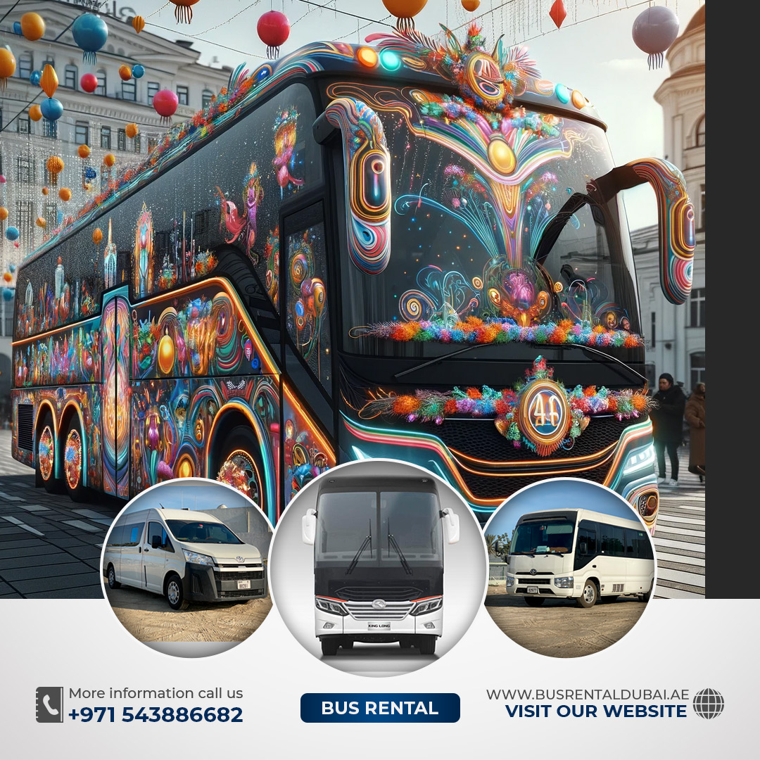 Sharjah event bus rental service for special occasions.